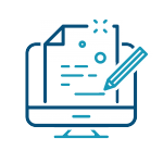 Computer Icon with a piece of paper and pencil representing the application process. 